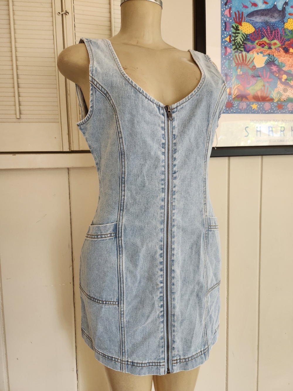 saltwater LUXE Light Blue Denim Zip-Front Mini Dress